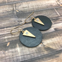 Cargar imagen en el visor de la galería, Wood Painted Earrings with Gold Charm
