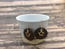 Cargar imagen en el visor de la galería, Hand Painted Wood and Gold Plated Charm Earrings
