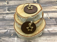 Load image into Gallery viewer, Painted Wood Circles and Star Charm Earrings
