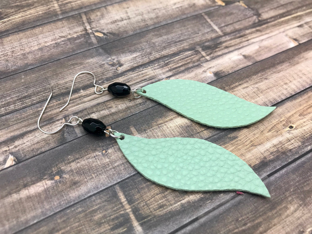 Leather and Onyx Earrings