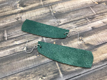 Load image into Gallery viewer, Metallic Green Bar Leather Earrings
