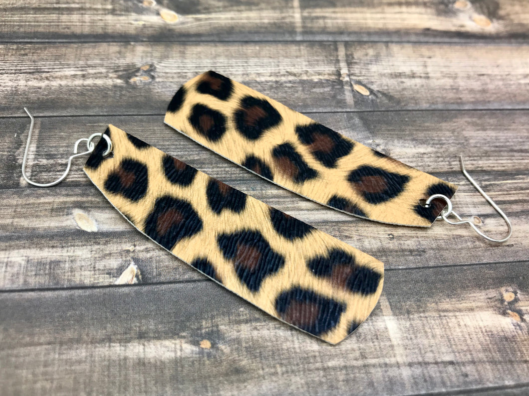 Cheetah Print Leather Earrings