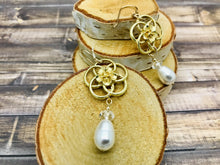 Load image into Gallery viewer, Gold Plated Charm and Pearl Earrings
