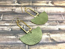 Load image into Gallery viewer, Green Leather Earrings
