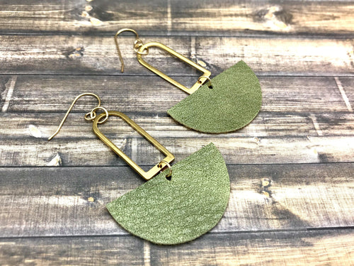 Green Leather Earrings