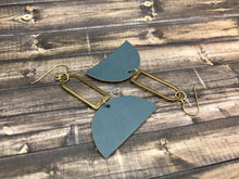 Load image into Gallery viewer, Blue Half Moon pair of Leather Earrings
