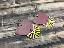 Load image into Gallery viewer, Brass abd Leather Earrings
