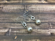 Load image into Gallery viewer, One Pearl Earrings with Silver Charm
