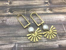 Load image into Gallery viewer, Bohemian Pearl and Brass Earrings
