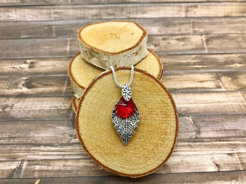 Bohemian Leaf and Crystal Pendant Necklace