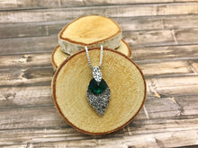 Load image into Gallery viewer, Handmade Necklace in Silver with Green Sparkly Crystal
