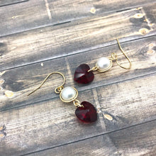 Load image into Gallery viewer, Unique Heart and Pearl Earrings
