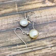 Load image into Gallery viewer, Silver and Pearl Dangle Earrings for Bride
