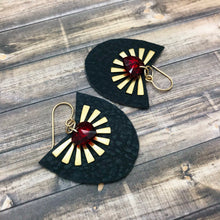 Load image into Gallery viewer, Swarovski Crystal Heart with Leather and Brass Earrings
