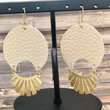 Load image into Gallery viewer, Long Statement Leather and Brass Earrings
