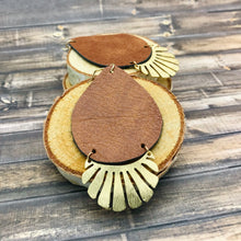 Load image into Gallery viewer, Teardrop Leather earrings with Brass Charm
