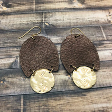 Load image into Gallery viewer, Bohemian Leather Earrings with Golden Coin Charm
