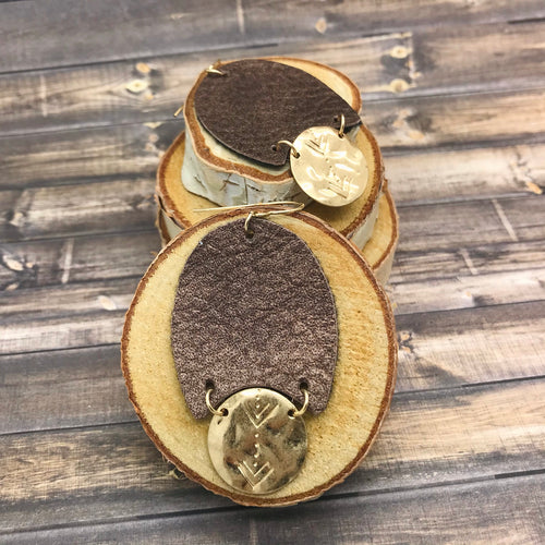 Coin Charm and Leather Earrings