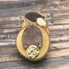 Cargar imagen en el visor de la galería, Hand Cut Leather Earrings with Coin Charm 
