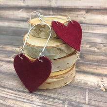 Load image into Gallery viewer, Unique Silver Hoop and Heart Earrings

