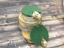 Load image into Gallery viewer, Olive Green Suede Earrings with Charm
