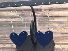 Load image into Gallery viewer, Hand Cut Suede Heart and Silver Hoop Earrings 
