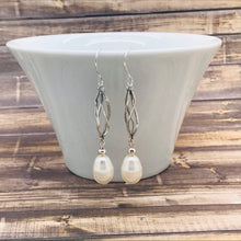 Load image into Gallery viewer, Long Sterling Silver Earrings with Pearls
